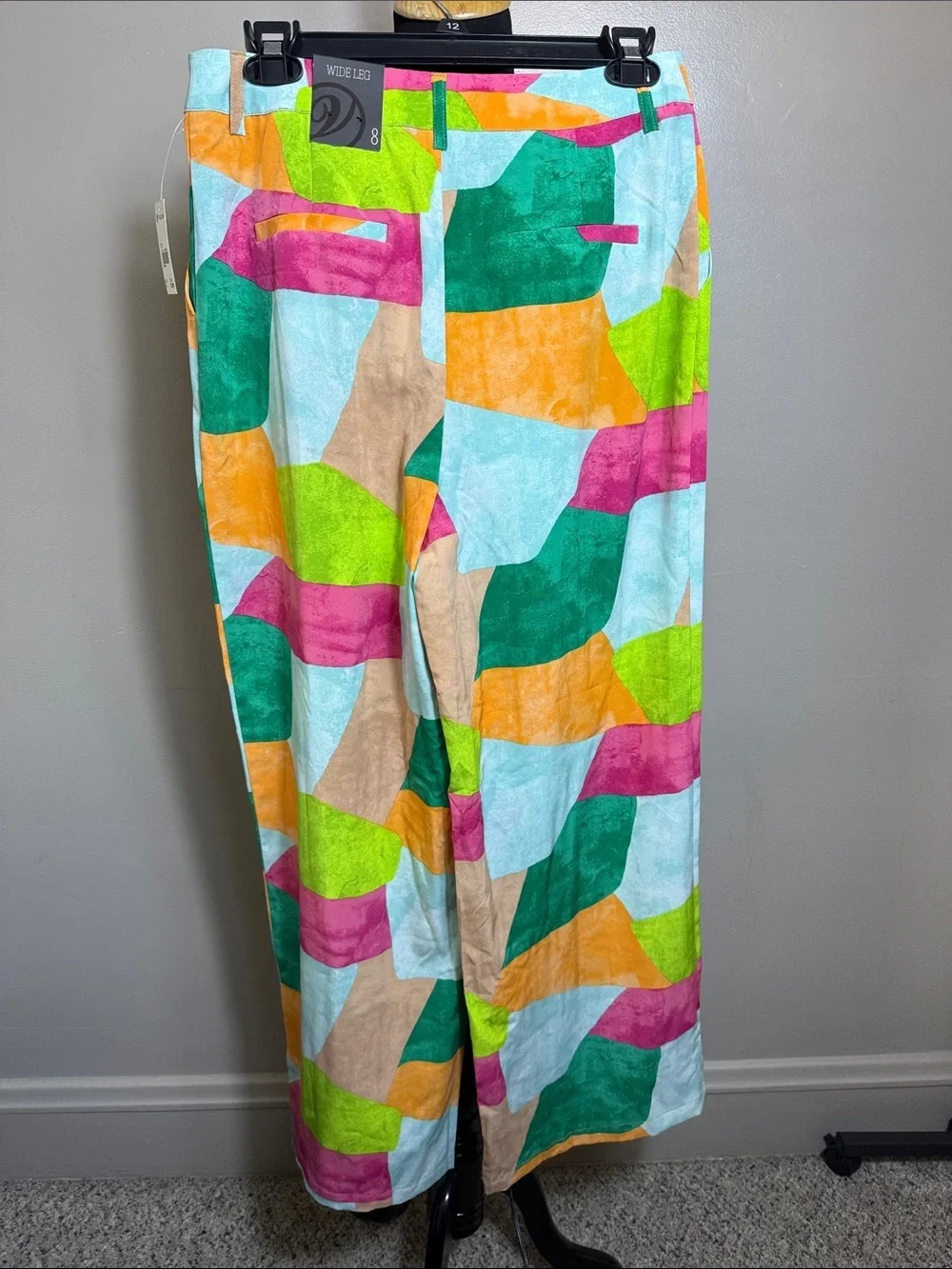 Versona Vibrant Geo-Print Wide Leg Pants - Multicolor Sz 8 NWT